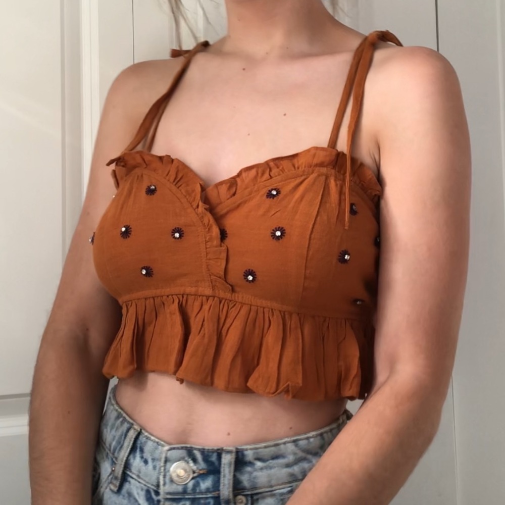 beautiful embellished free people tie tank